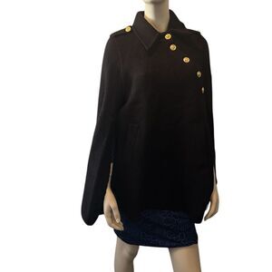 Commense Cape Coat with Gold Buttons Black Medium NWT IN PACKAGE